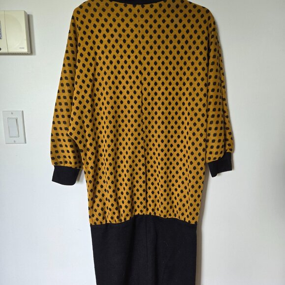 Retro Polka Dot Orange Black Mini Dress ,Turtle Neck - great for fall & winter - Picture 4 of 7